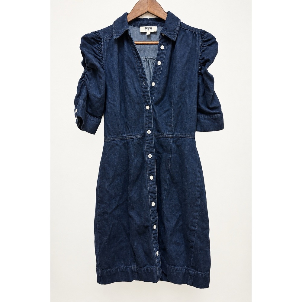 Robert Rodriguez Ezlynn Denim Shirt Dress Womens XS Puff Sleeve Western